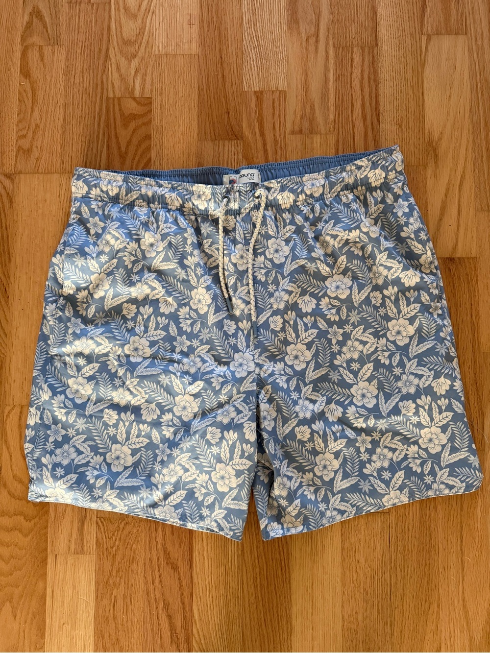 Laguna Swim Trunks Men’s XL Blue Floral Board Shorts Lined Drawstring Beach